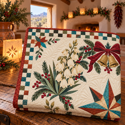 Yucca blossom Christmas Wreath TD271026152 Quilt Blanket — folded mockup