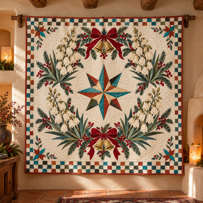 Yucca blossom Christmas Wreath TD271026152 Quilt Blanket — hanging mockup