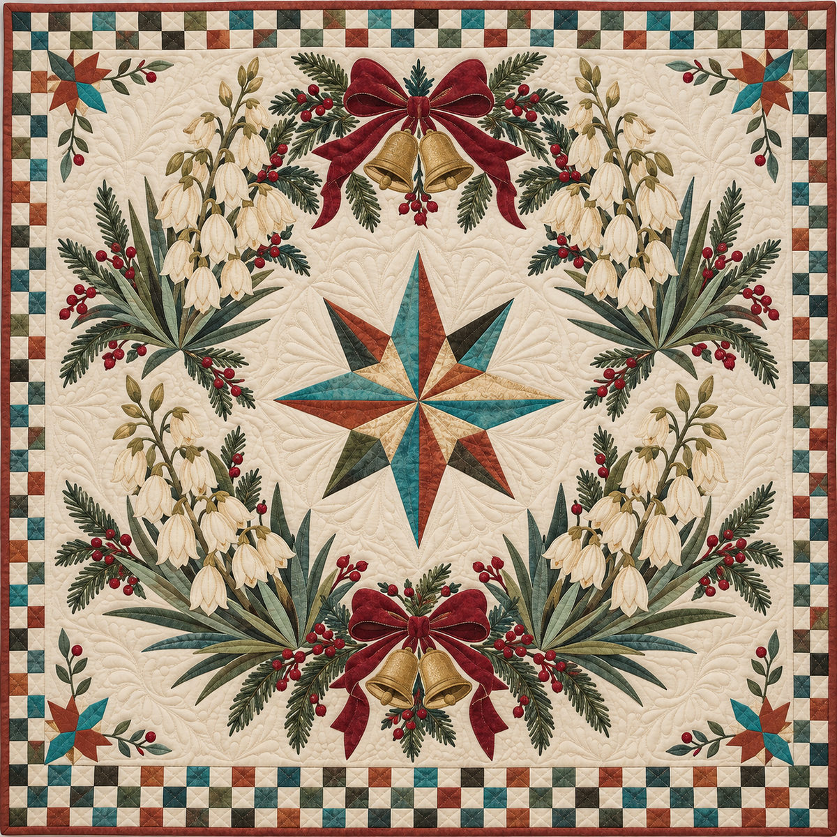 Yucca blossom Christmas Wreath TD271026152 Quilt Blanket — original design