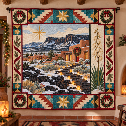 Enchanted Pathways Christmas Homecoming TD271026154 Quilt Blanket — hanging mockup