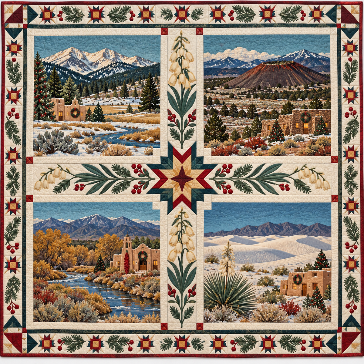 New Mexico Christmas Windows TD271026155 Quilt Blanket — original design
