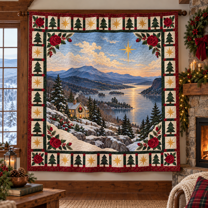 Rose and River Valley Christmas Eve TD271026156 Quilt Blanket — hanging mockup