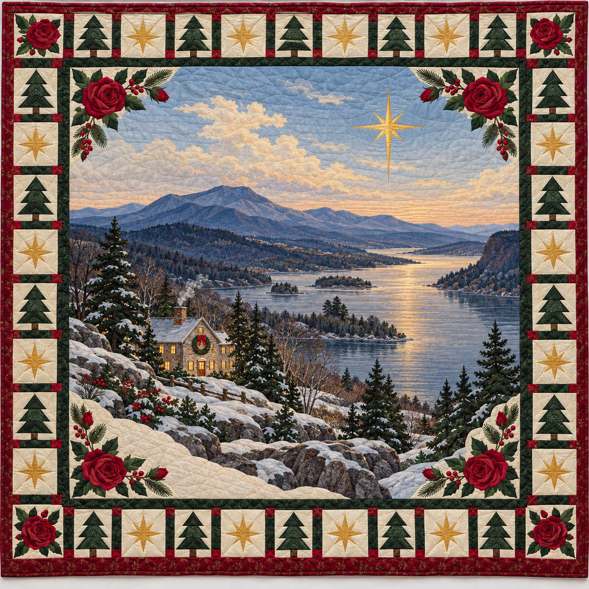 Rose and River Valley Christmas Eve TD271026156 Quilt Blanket — original design