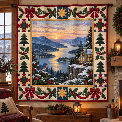 Hudson Studio Window Christmas Homecoming TD271026159 Quilt Blanket — hanging mockup