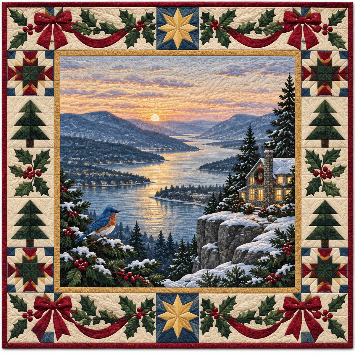 Hudson Studio Window Christmas Homecoming TD271026159 Quilt Blanket — original design