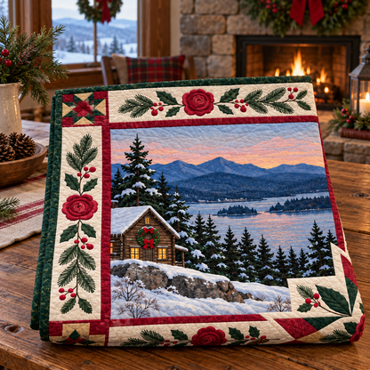 New York Christmas Windows TD271026160 Quilt Blanket — folded mockup