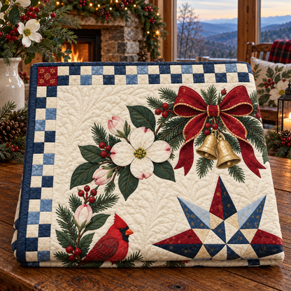Flowering dogwood Christmas Wreath TD271026162 Quilt Blanket — folded mockup
