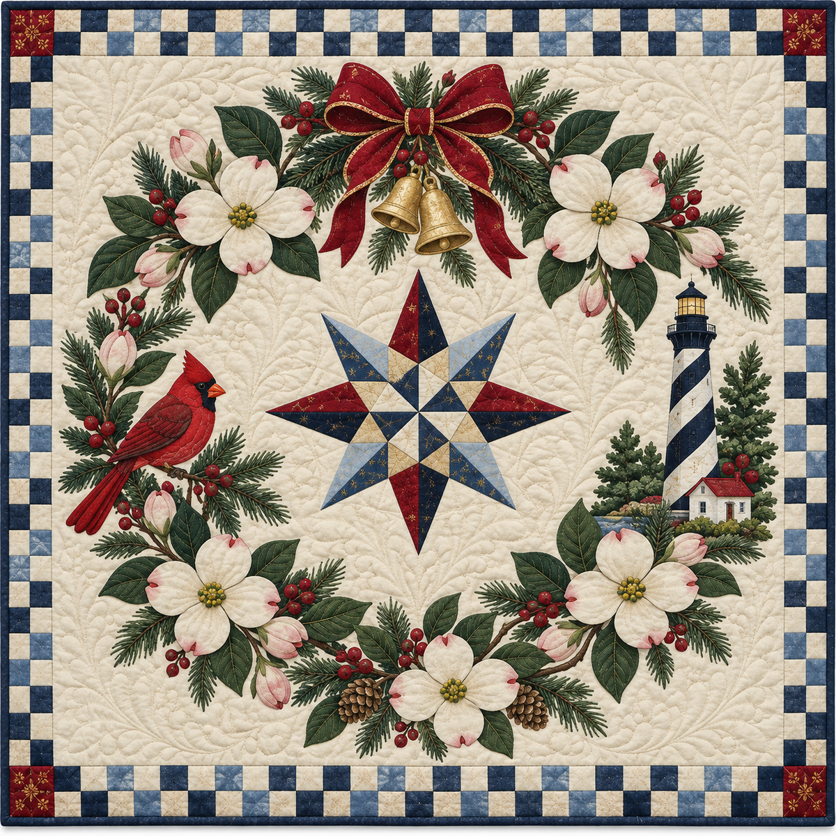 Flowering dogwood Christmas Wreath TD271026162 Quilt Blanket — original design