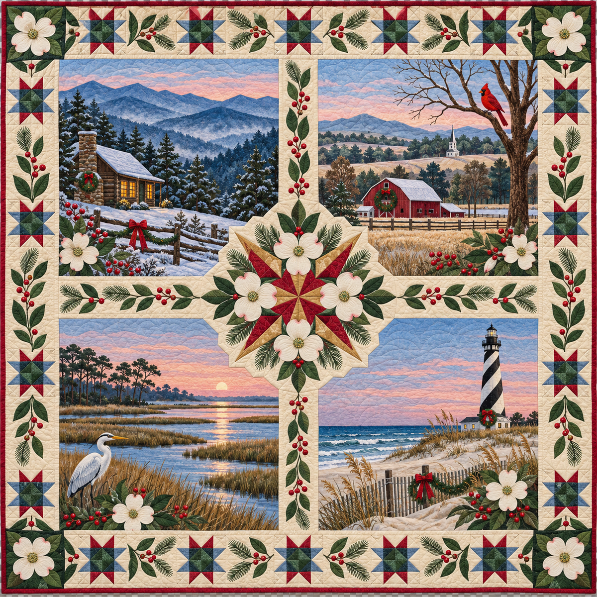 North Carolina Christmas Windows TD271026165 Quilt Blanket — original design