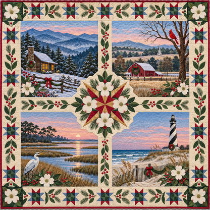 North Carolina Christmas Windows TD271026165 Quilt Blanket — original design