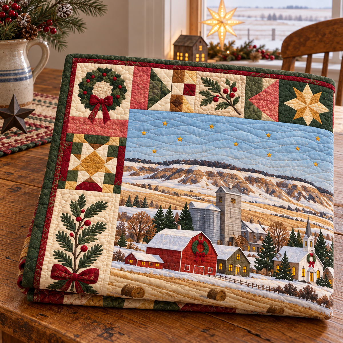 River and Garden Home Christmas Homecoming TD271026169 Quilt Blanket — folded mockup
