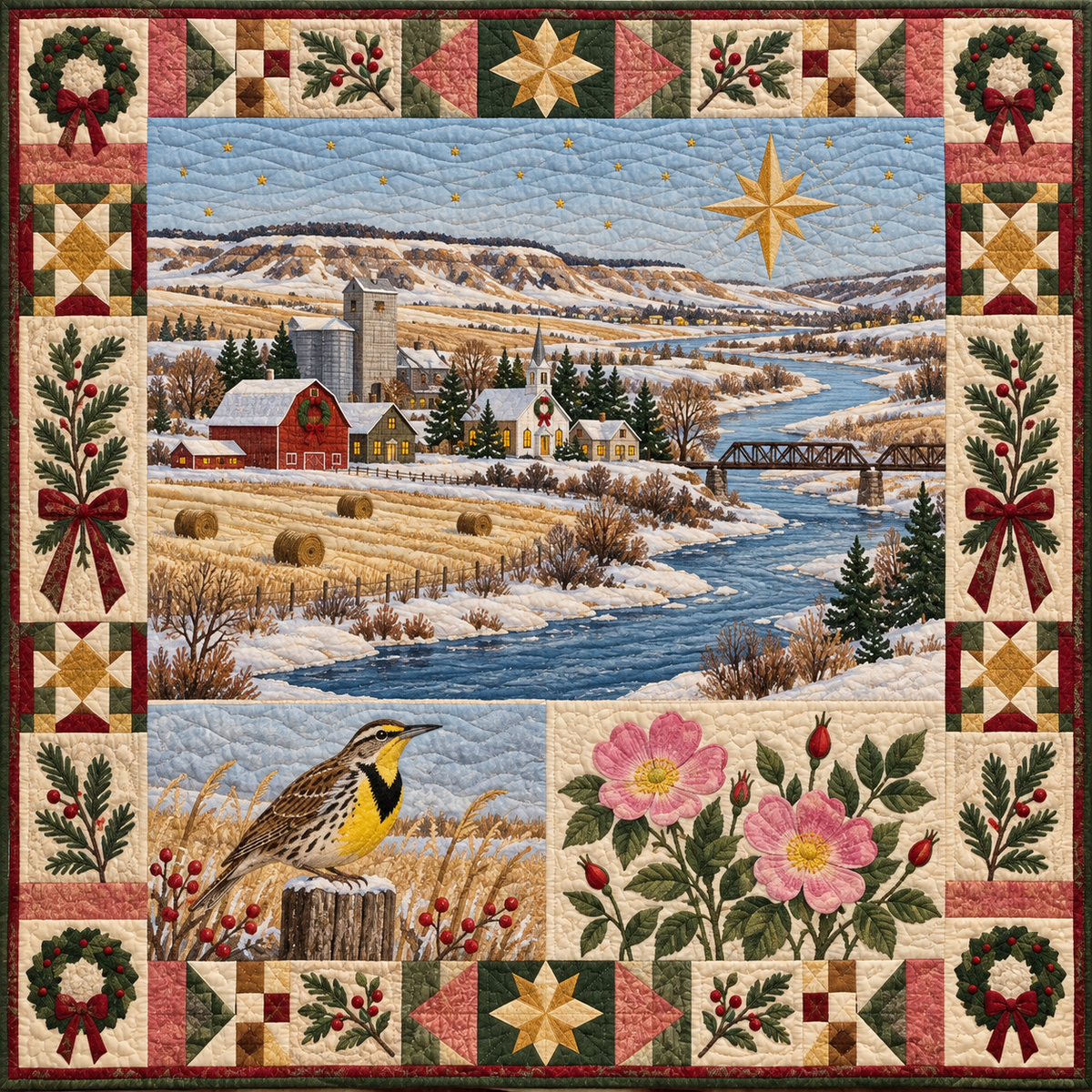 River and Garden Home Christmas Homecoming TD271026169 Quilt Blanket — original design