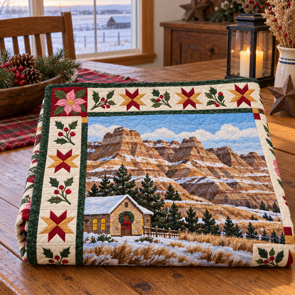 North Dakota Christmas Windows TD271026170 Quilt Blanket — folded mockup