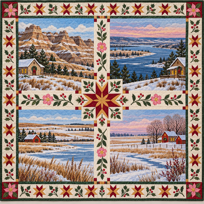 North Dakota Christmas Windows TD271026170 Quilt Blanket — original design