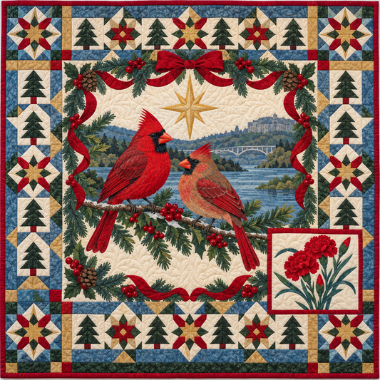Cardinal Buckeye Christmas Star TD271026173 Quilt Blanket — original design