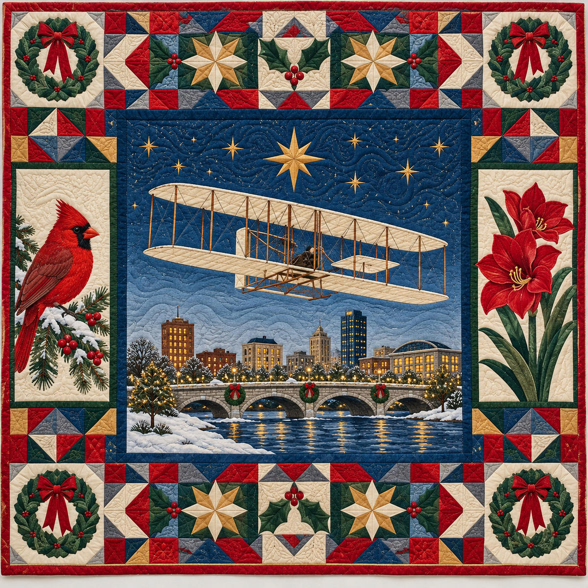 Dayton Wings and Words Christmas Homecoming TD271026174 Quilt Blanket — original design