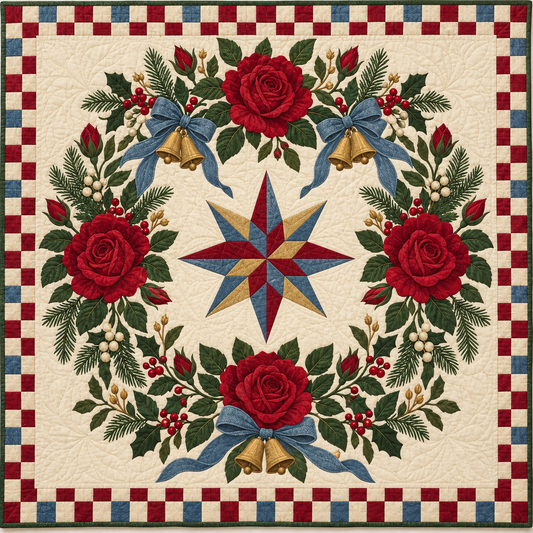 Oklahoma rose Christmas Wreath TD271026177 Quilt Blanket — original design