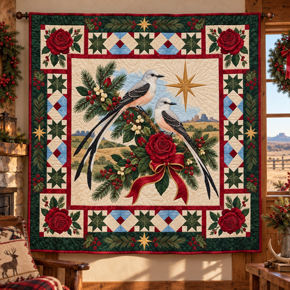 Scissortail Springwater Christmas Star TD271026178 Quilt Blanket — hanging mockup