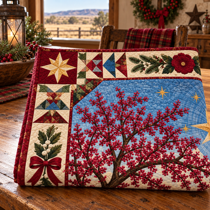 Redbud and Labor Christmas Homecoming TD271026179 Quilt Blanket — folded mockup