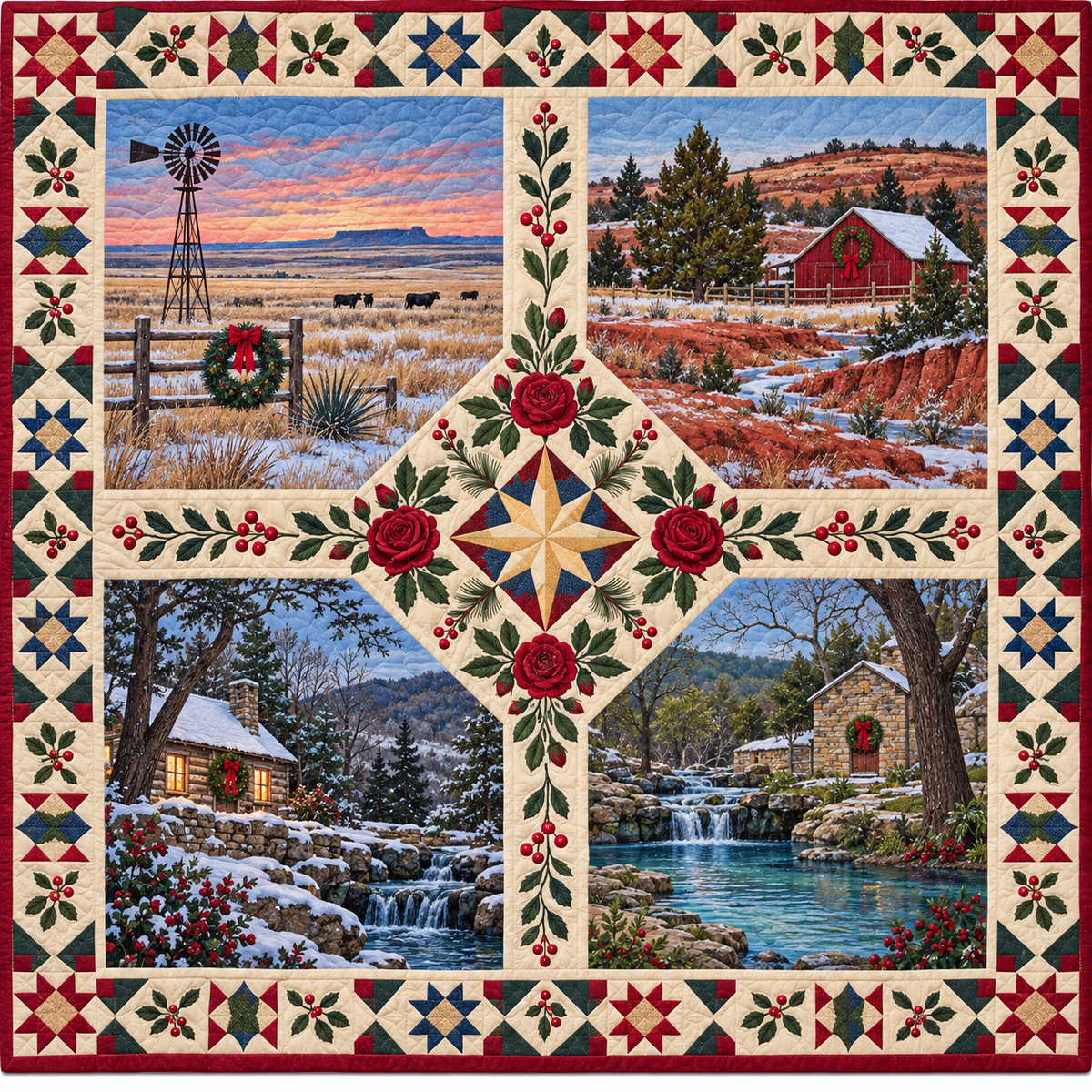 Oklahoma Christmas Windows TD271026180 Quilt Blanket — original design