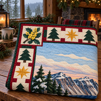 Oregon Grape Caldera Christmas Eve TD271026181 Quilt Blanket — folded mockup