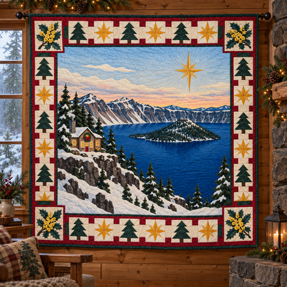 Oregon Grape Caldera Christmas Eve TD271026181 Quilt Blanket — hanging mockup