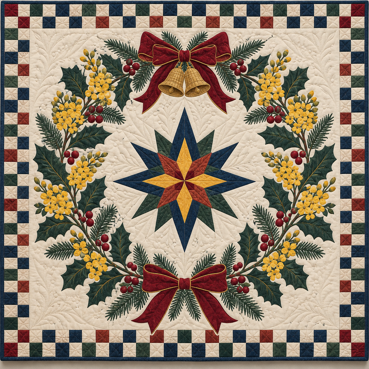 Oregon grape Christmas Wreath TD271026182 Quilt Blanket — original design
