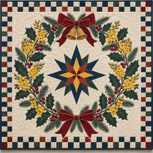 Oregon grape Christmas Wreath TD271026182 Quilt Blanket — original design