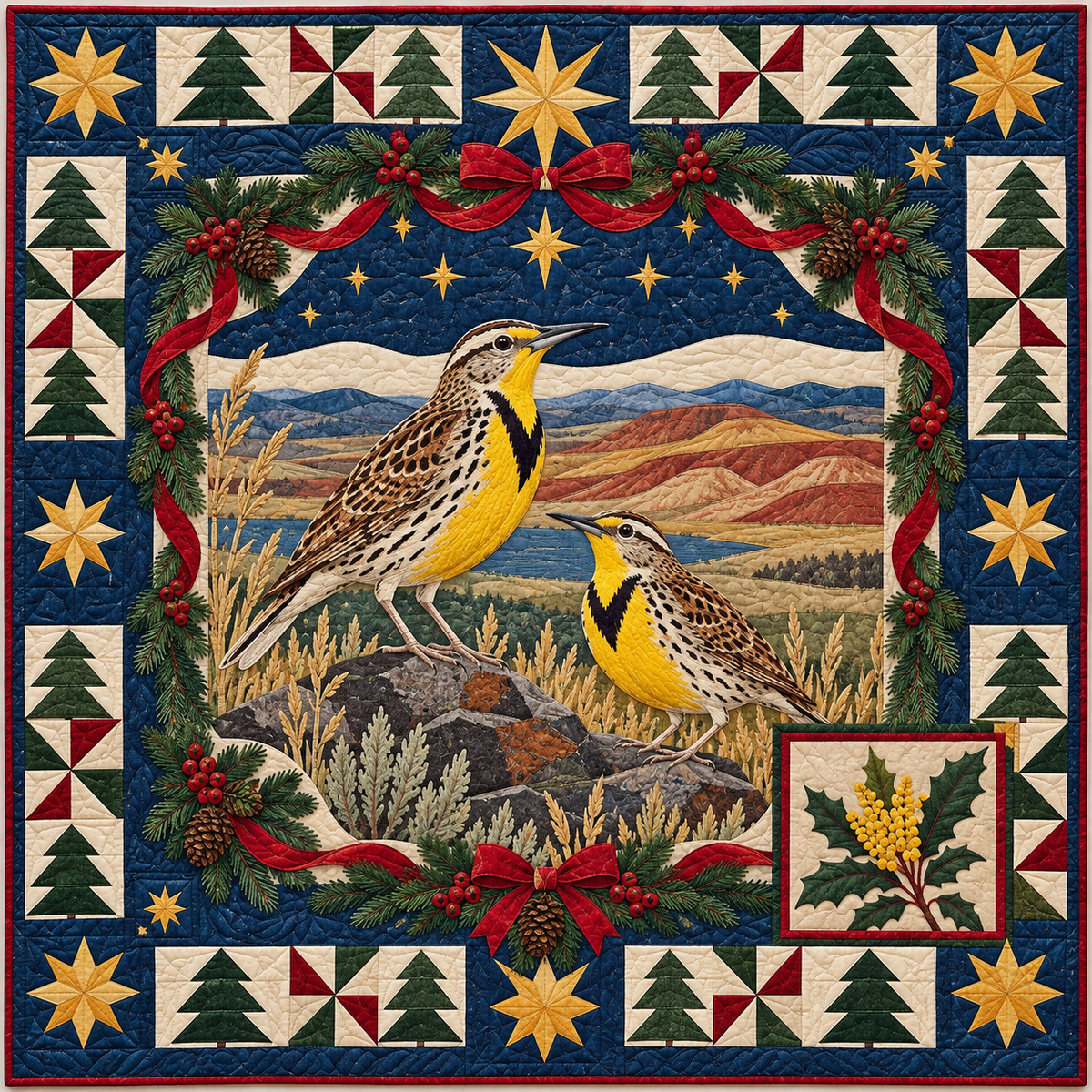 Meadowlark Painted Hills Christmas Star TD271026183 Quilt Blanket — original design