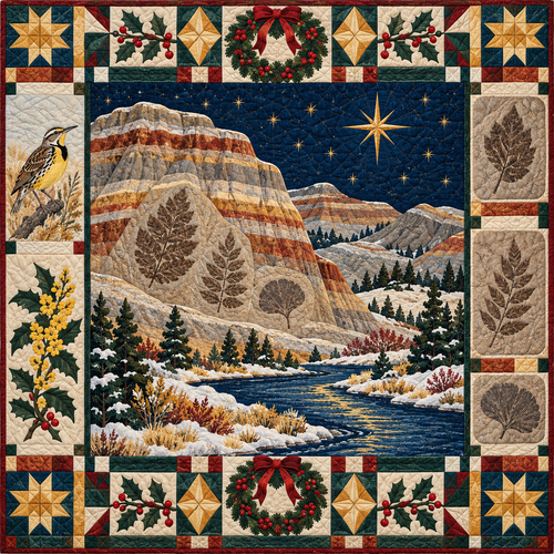 Fossil Leaf Strata Christmas Homecoming TD271026184 Quilt Blanket — original design