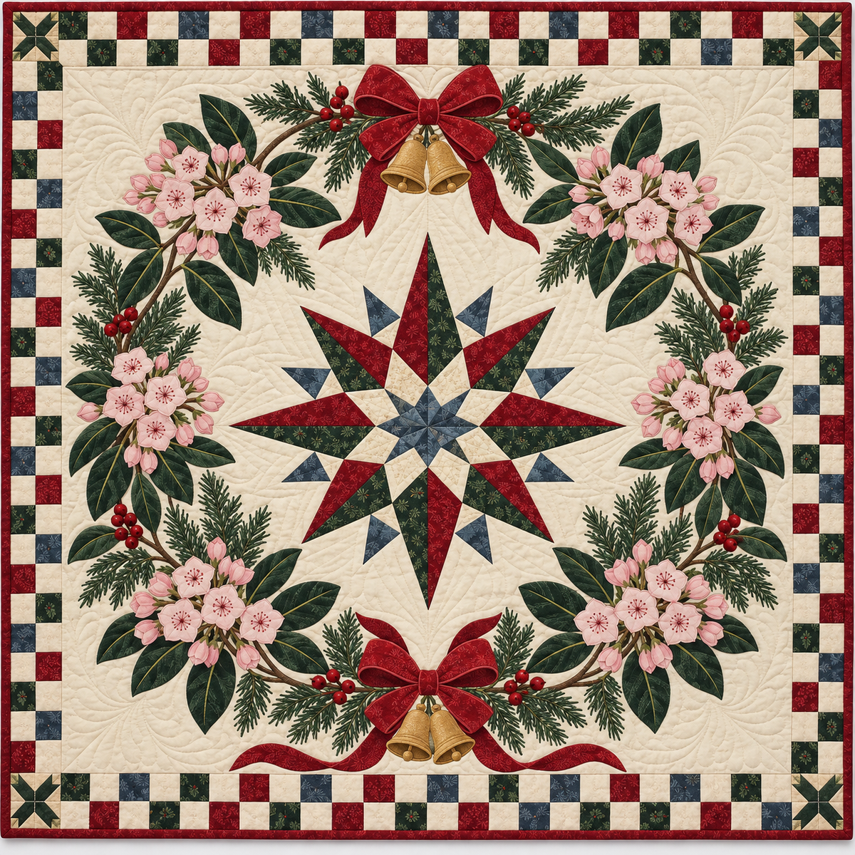 Mountain laurel Christmas Wreath TD271026187 Quilt Blanket — original design