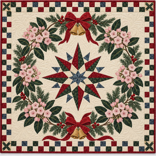 Mountain laurel Christmas Wreath TD271026187 Quilt Blanket — original design
