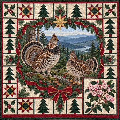 Grouse in Laurel Shade Christmas Star TD271026188 Quilt Blanket — original design