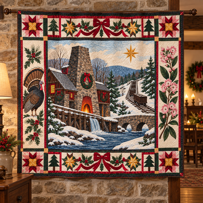 Keystone Iron and Rail Christmas Homecoming TD271026189 Quilt Blanket — hanging mockup