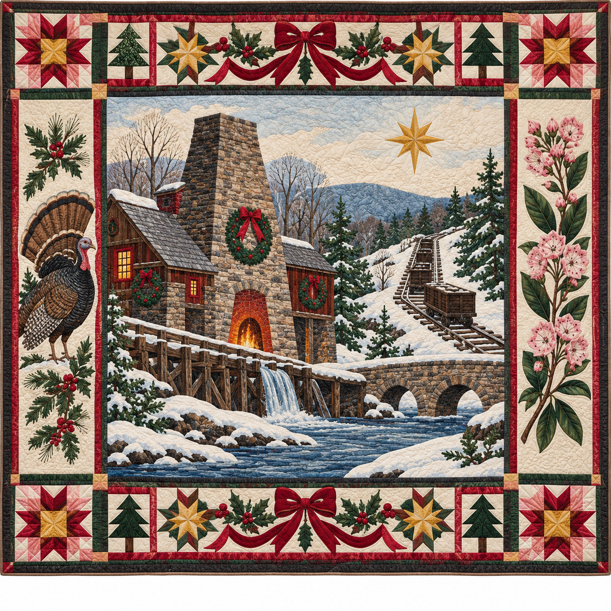 Keystone Iron and Rail Christmas Homecoming TD271026189 Quilt Blanket — original design