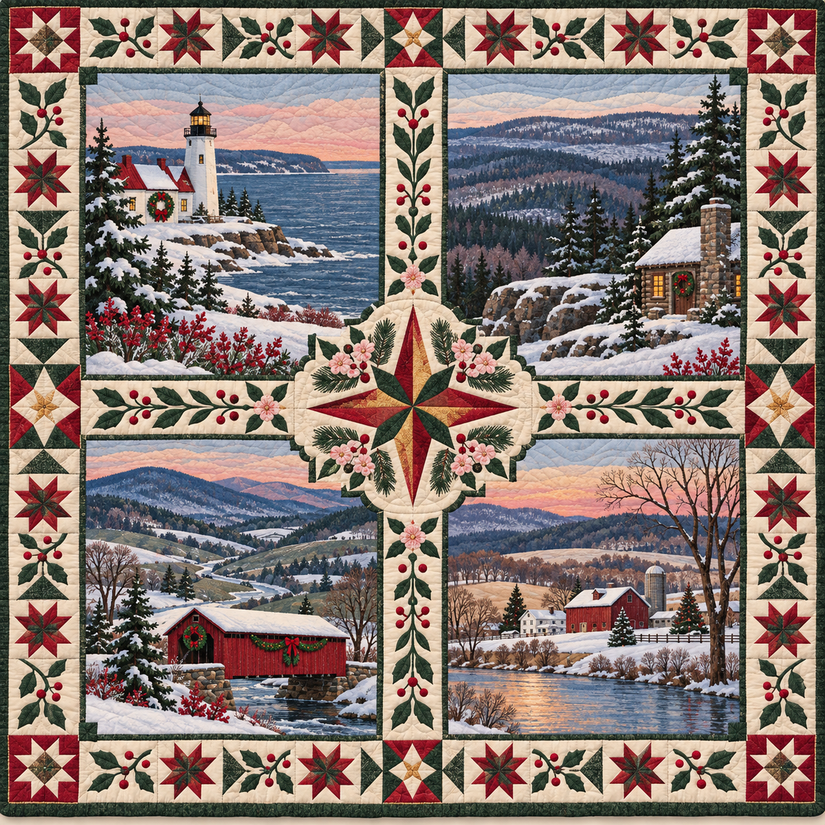Pennsylvania Christmas Windows TD271026190 Quilt Blanket — original design