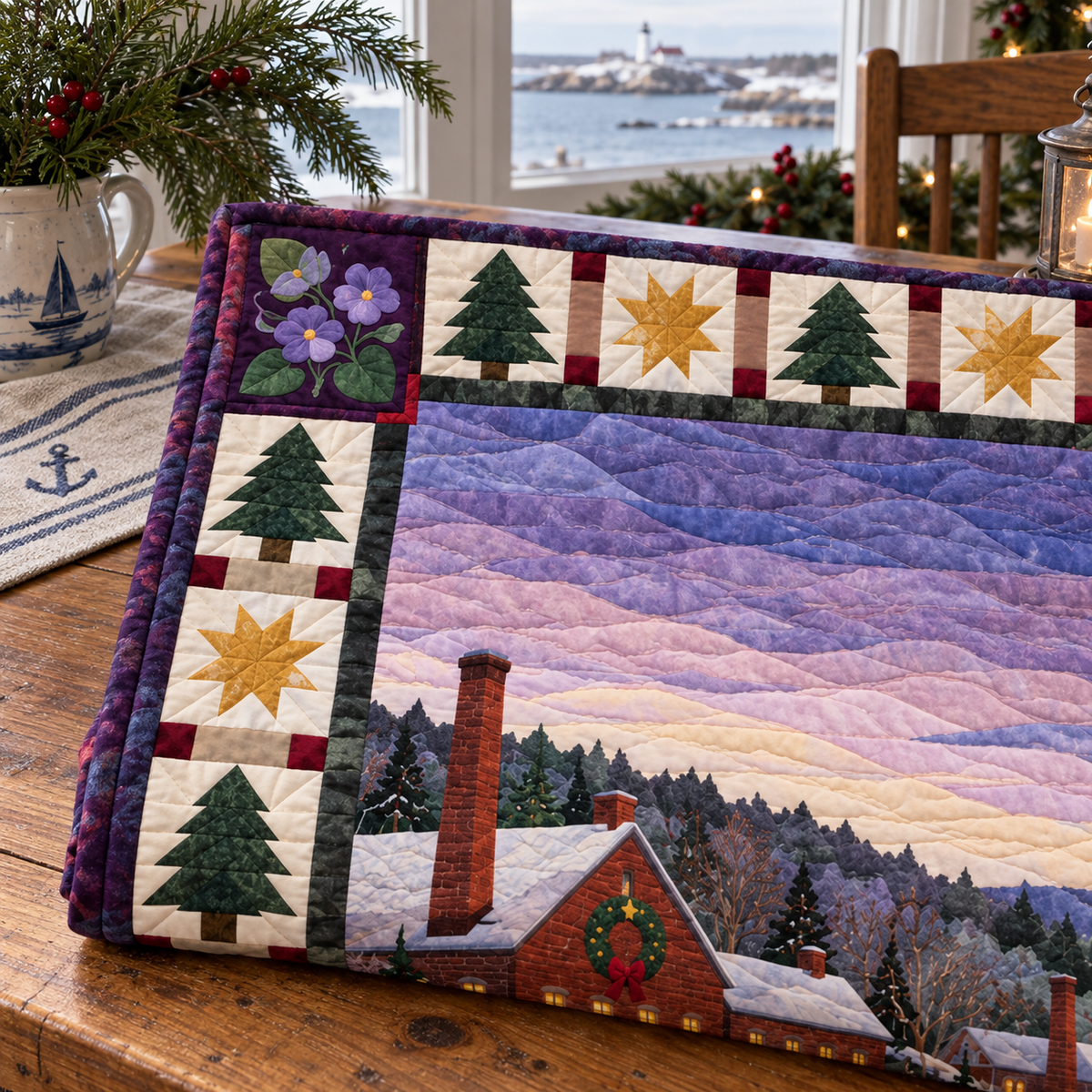 Violet Millstream Christmas Eve TD271026191 Quilt Blanket — folded mockup