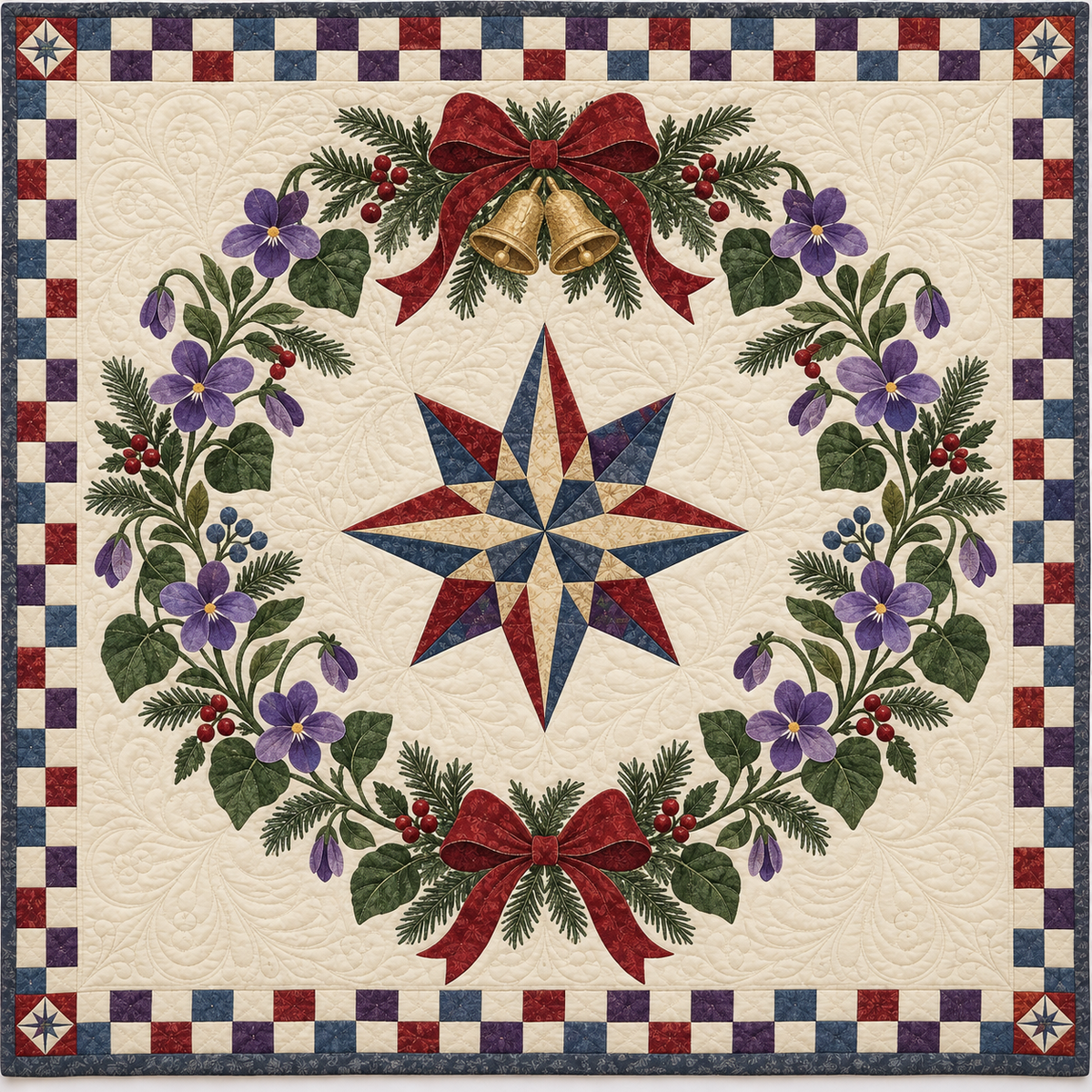 Violet Christmas Wreath TD271026192 Quilt Blanket — original design