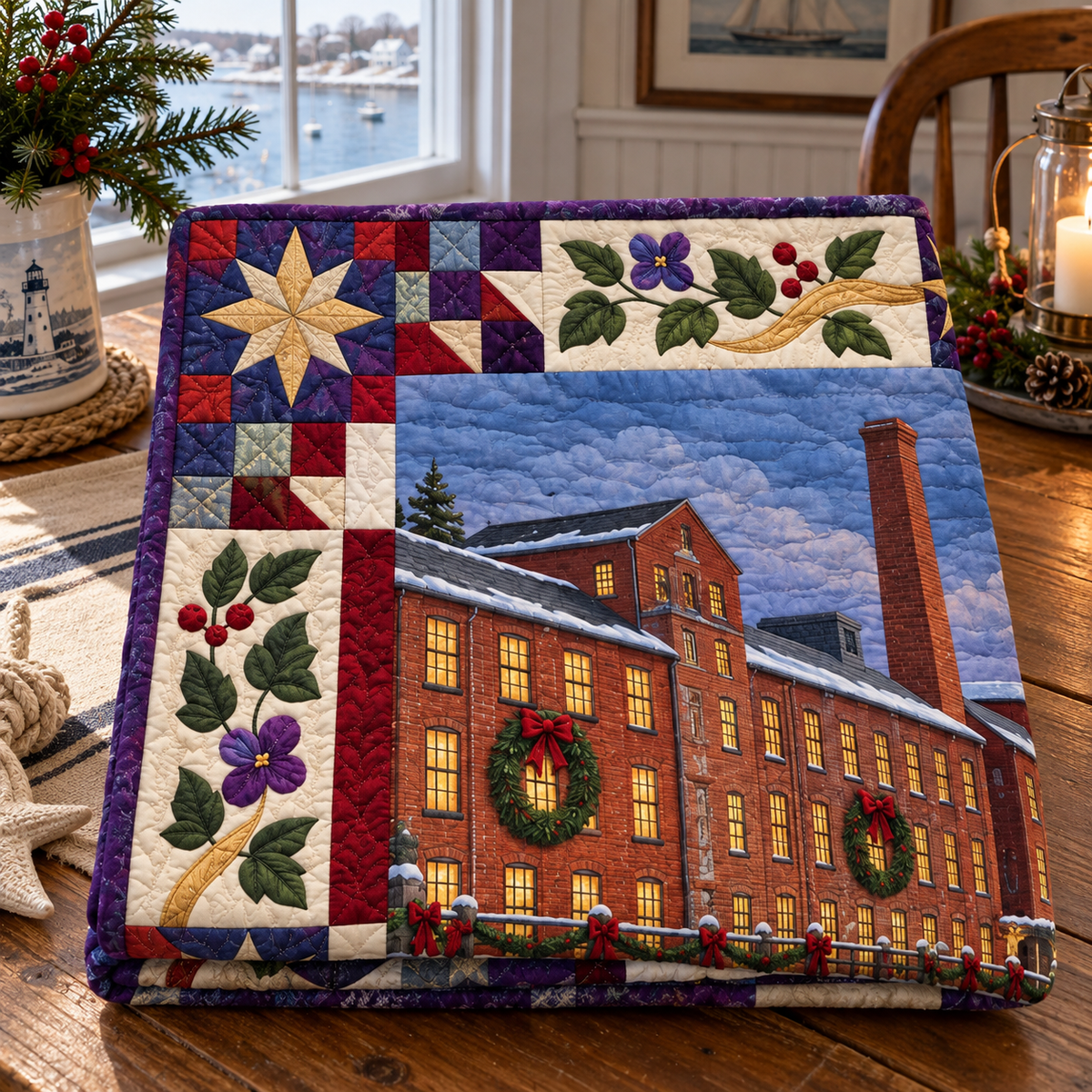 Hope Harbor Christmas Homecoming TD271026194 Quilt Blanket — folded mockup