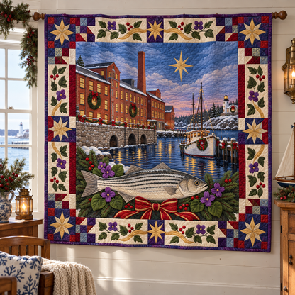 Hope Harbor Christmas Homecoming TD271026194 Quilt Blanket — hanging mockup