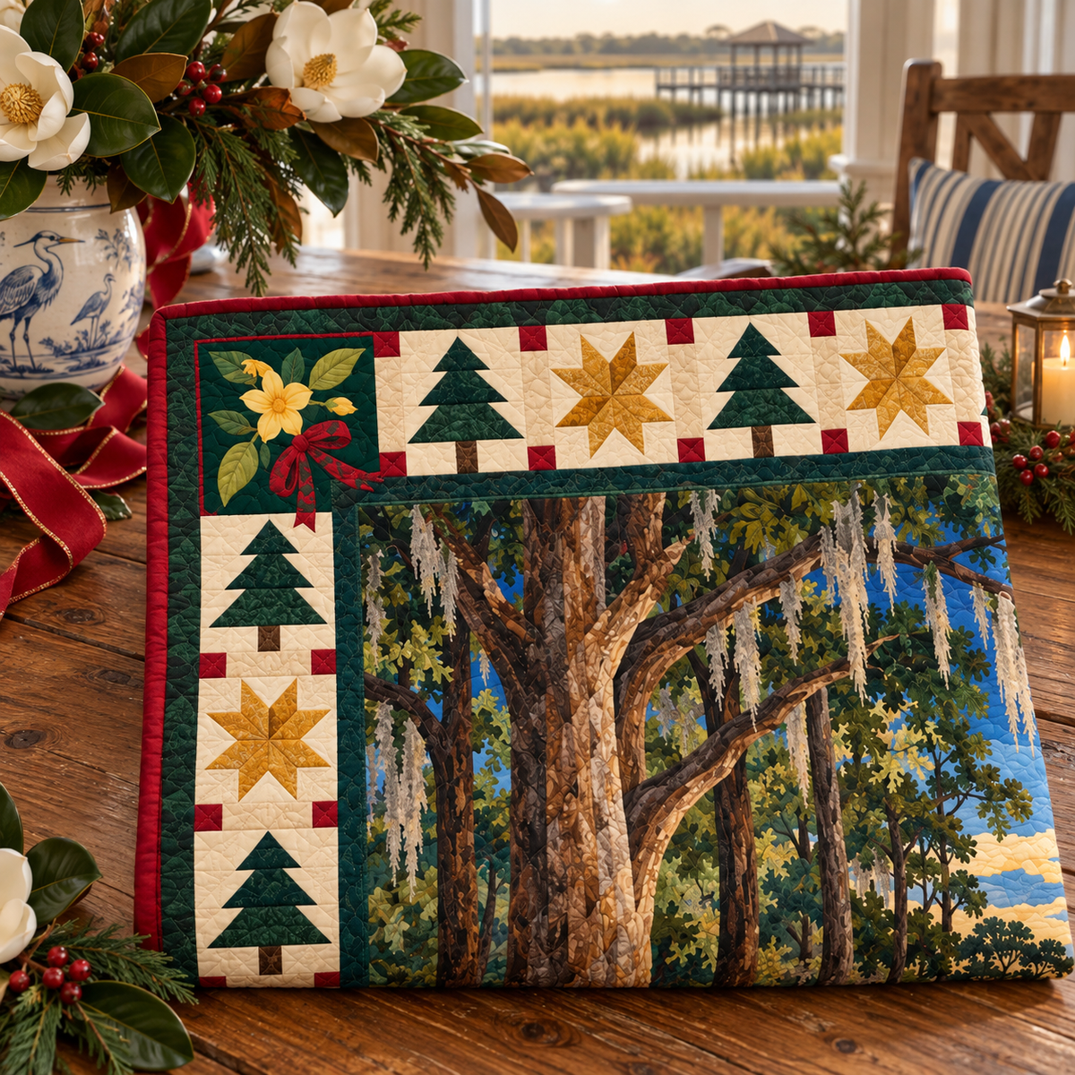 Jessamine Lowland Light Christmas Eve TD271026196 Quilt Blanket — folded mockup