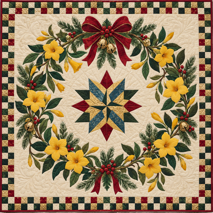 Yellow jessamine Christmas Wreath TD271026197 Quilt Blanket — original design