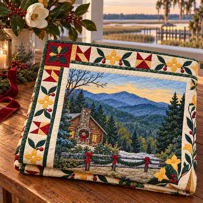South Carolina Christmas Windows TD271026200 Quilt Blanket — folded mockup