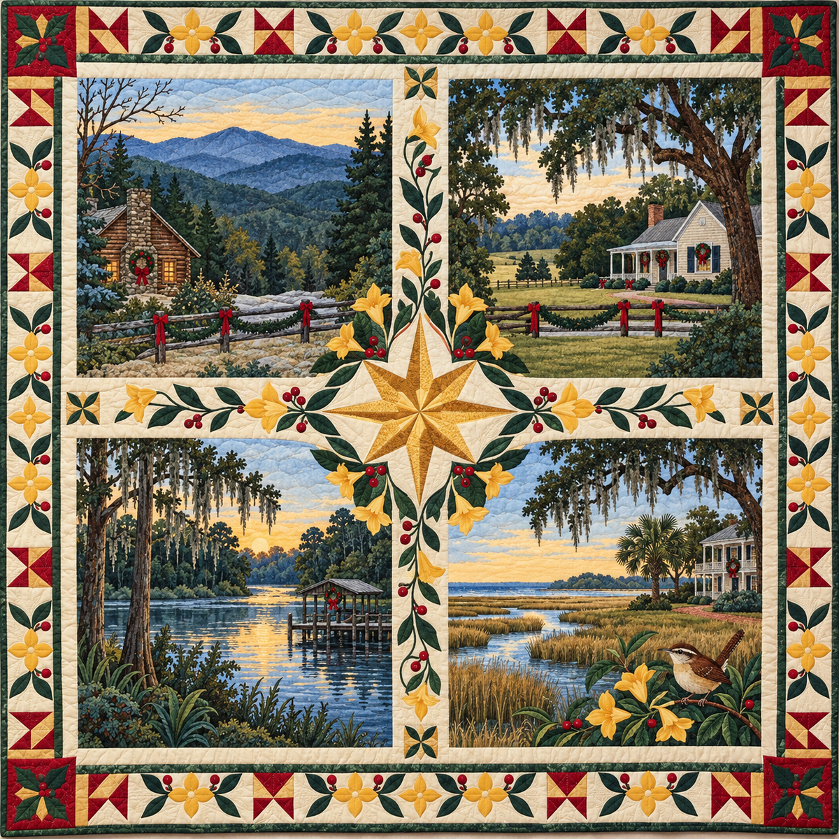 South Carolina Christmas Windows TD271026200 Quilt Blanket — original design