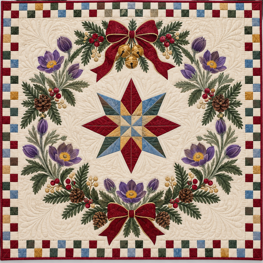 Pasqueflower Christmas Wreath TD271026202 Quilt Blanket — original design