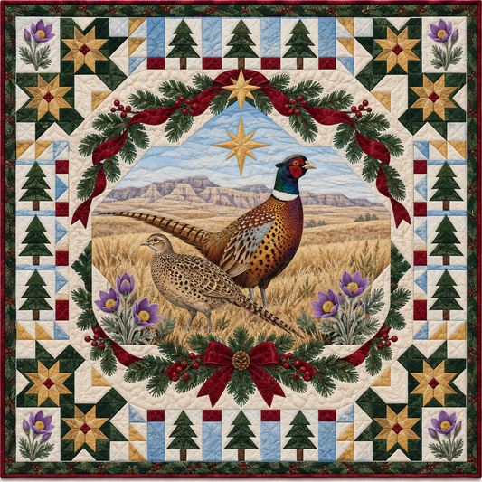 Pheasant Prairie Dawn Christmas Star TD271026203 Quilt Blanket — original design