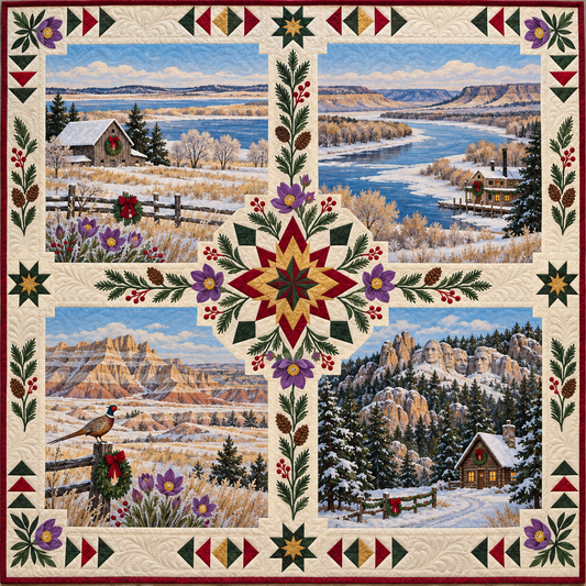 South Dakota Christmas Windows TD271026205 Quilt Blanket — original design