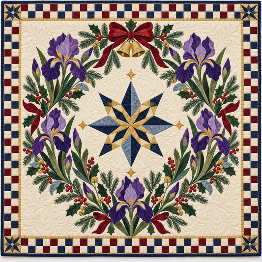 Iris Garden Compass Christmas Wreath TD271026207 Quilt Blanket — original design