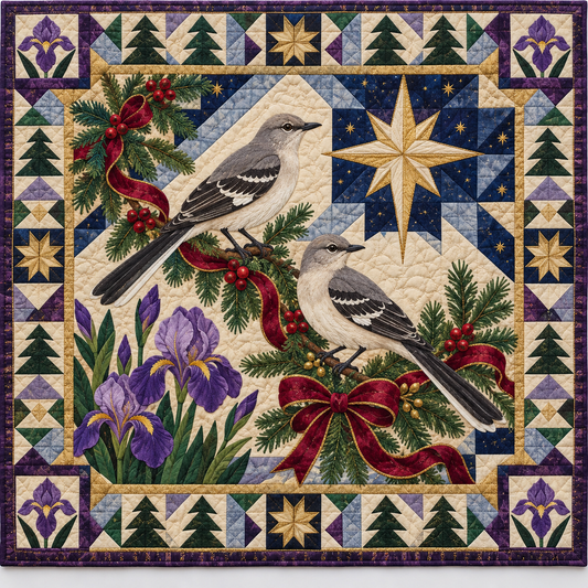Mockingbird Iris Song Christmas Star TD271026208 Quilt Blanket — original design