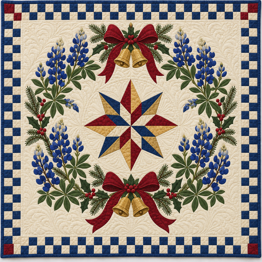 Bluebonnet Christmas Wreath TD271026212 Quilt Blanket — original design